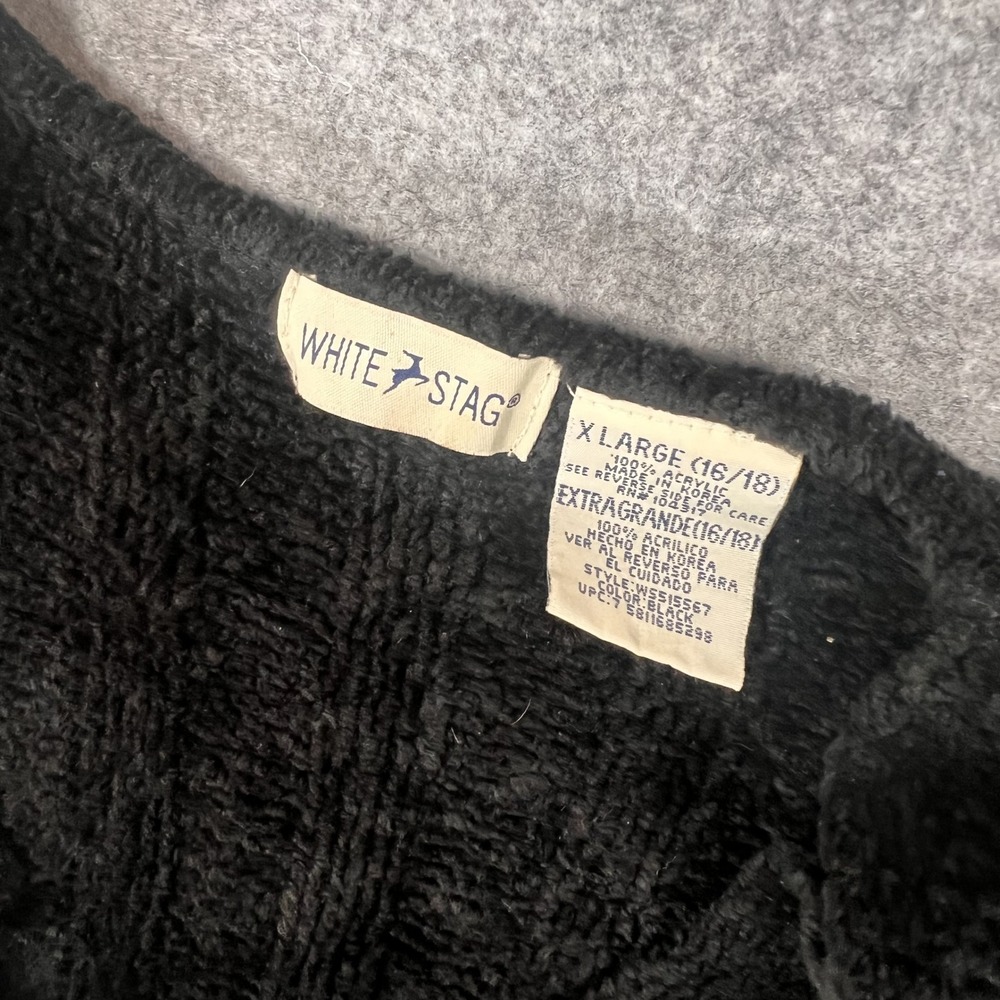 White Stag Ribbed Chenille Knit Sweater XL‎ Black Distressed Acrylic - Picture 3 of 12